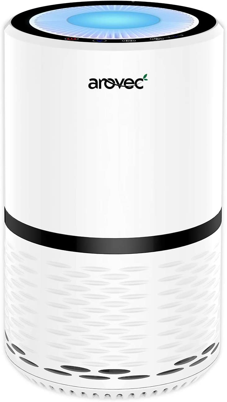 Arovec H13 True HEPA Air Purifier, Compact for home Air Cleaner, 3-Stage filter system. Removes Germs, Smoke, Dust, Pollen, Odors, Mold, For Allergies, Pet Dander, Eliminator for Smokers, Night Light