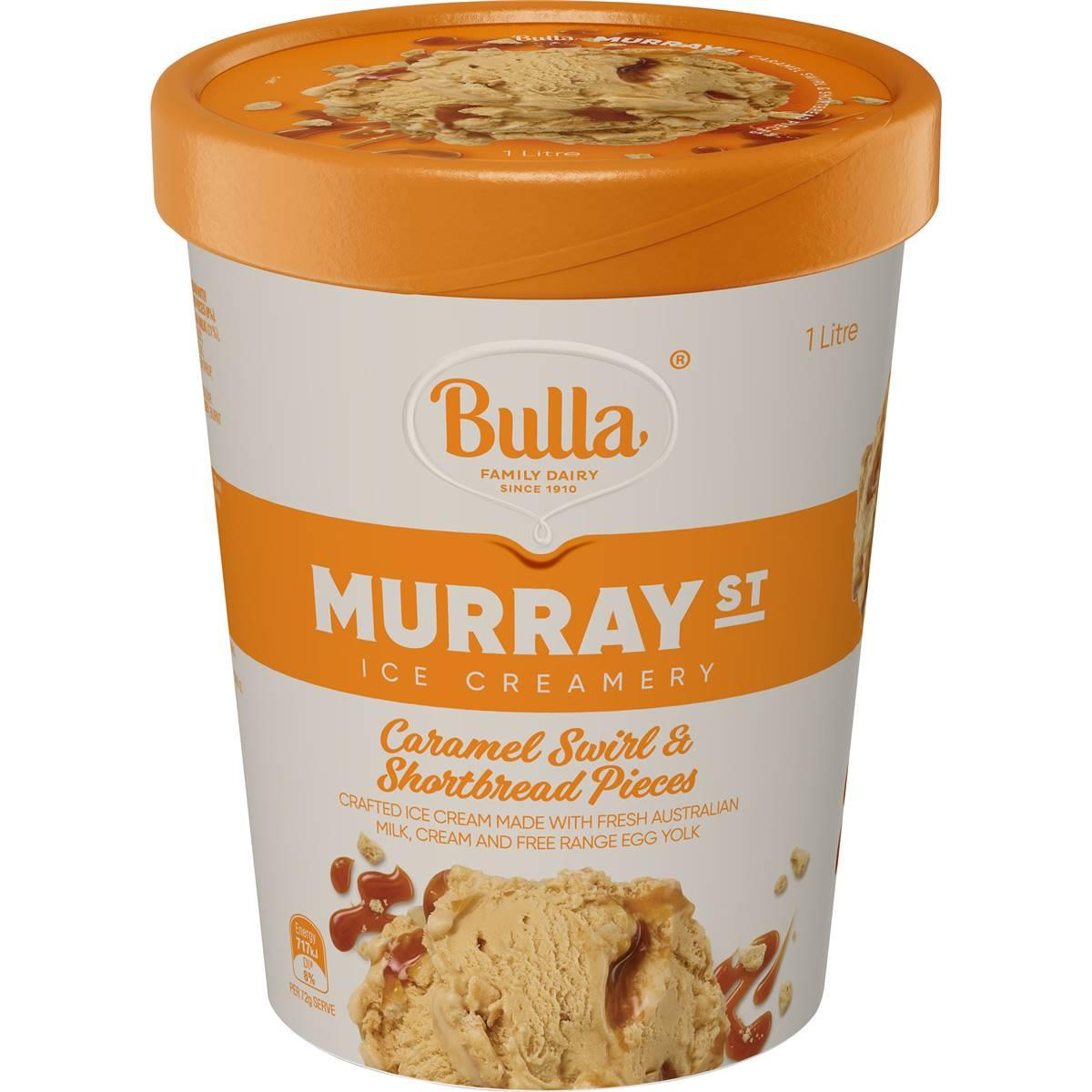 Bulla Murray St Caramel Swirl & Shortbread Pieces Ice Cream 1L | Woolworths Discount