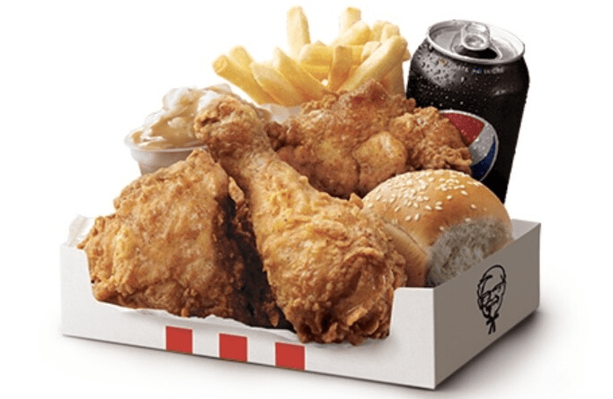 3PC Original Recipe Box (3 Piece Chicken + Reg Chips + Reg Drink + Reg Potato and Gravy + Dinner Roll) via KFC App | KFC Offers