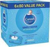 Curash Water Baby Wipes – 6 Packs of 80 Wipes for $18.25 (Subscribe & Save $15.51) + Delivery (Free with Prime/ $39 Spend)