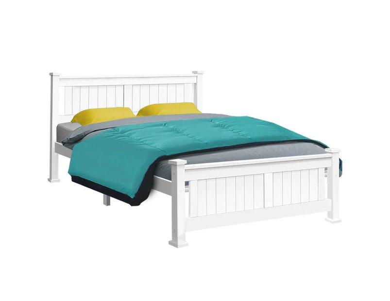 Artiss Wooden Bed Frame White – Sturdy Pine Wood Frame for Adults and Children