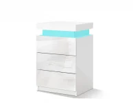 ALFORDSON LED Bedside Table with 3 Drawers – Modern White Elegance