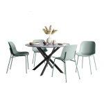 Stoten Dining Table and 4 Bonita Dining Chairs – Blue Slate