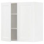 METOD Wall cabinet with shelves/2 doors, white/Enköping white wood effect