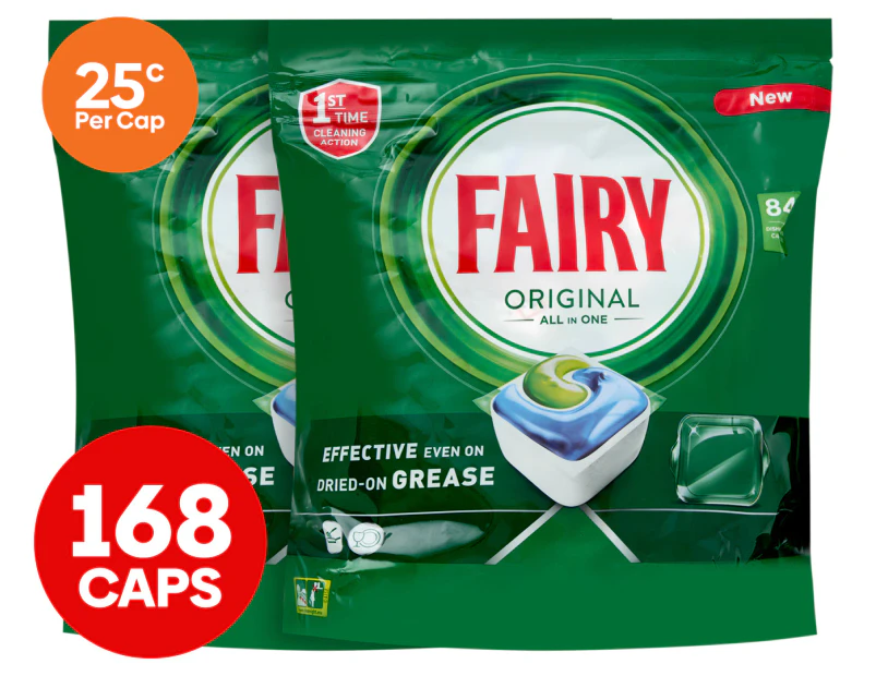 Fairy Original All-in-One Dishwashing Caps (2 x 84pk):