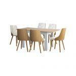 Oikiture Dining Set with Extendable Table and PU Leather Chairs