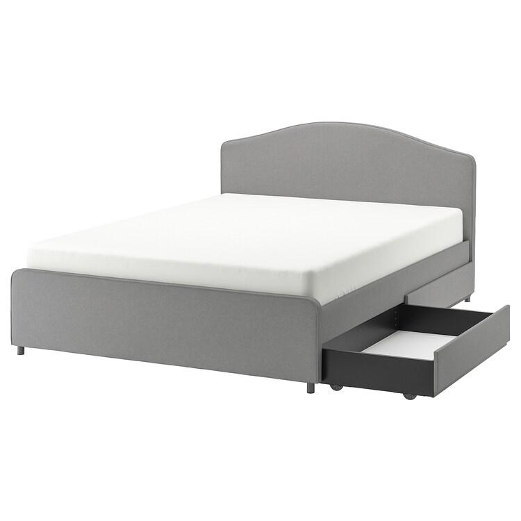 HAUGA Upholstered Bed with 2 Storage Boxes