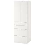 SMÅSTAD/PLATSA Wardrobe – White/White with 4 Drawers