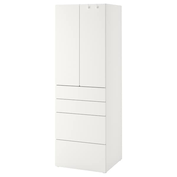 SMÅSTAD/PLATSA Wardrobe – White/White with 4 Drawers