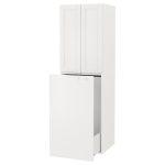 SMÅSTAD Wardrobe with Pull-Out Unit – White with Frame with Clothing Rod
