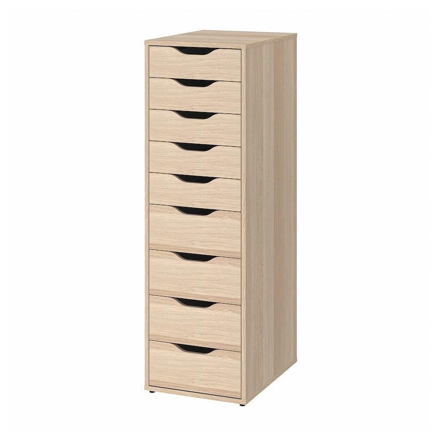 ALEX 9-Drawer Unit in White Stained Oak Effect